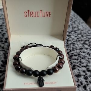 Structure Black and Brown Beaded Bracelet